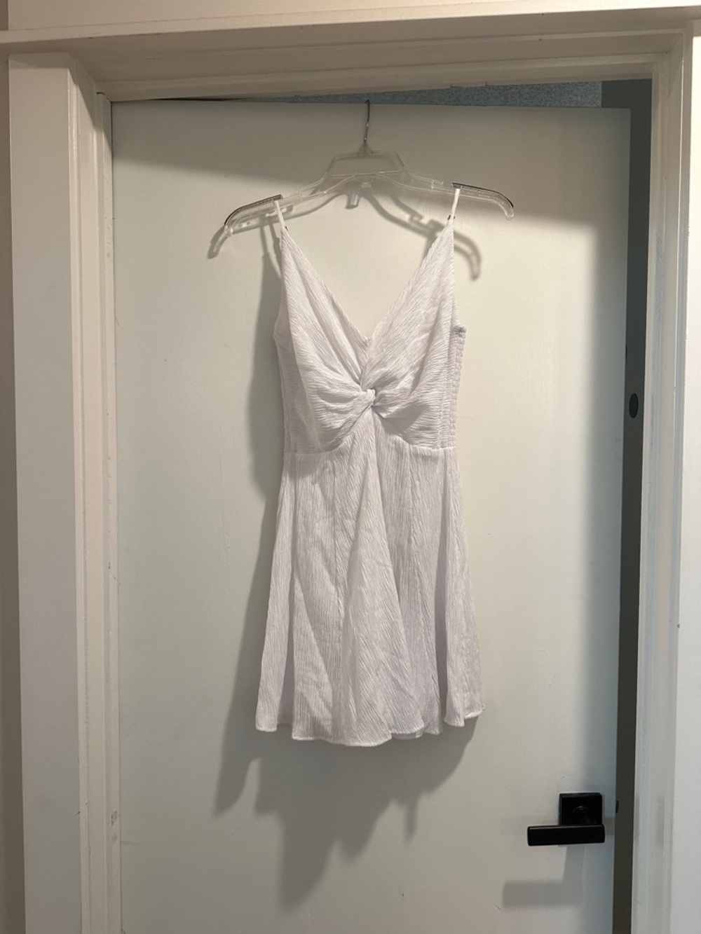 Abercrombie & Fitch White Twist-Front Spaghetti Strap Dress